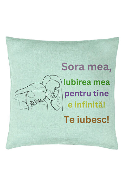 BEKZ Perna Decorativa Sora mea 6, 40x40 cm, Verde Menta, Husa Detasabila, Burduf