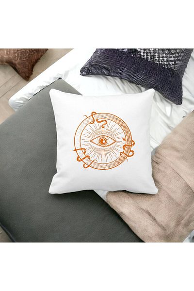 BEKZ Square Pillowcase Mystic Eye, 40x40 Cm, White, Matte