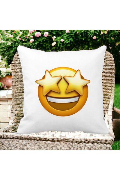 BEKZ Square Emoji Wow Pillowcase, 40x40 Cm, White, Matte