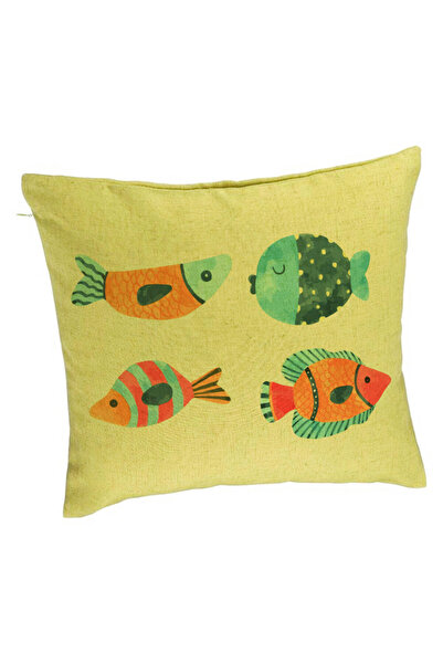 BEKZ Față de pernă, model multicolor cu pești, 40x40 cm, verde