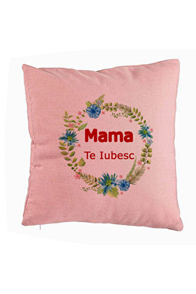 BEKZ Față de pernă, model Te iubesc, mamă, 40x40 cm, roz