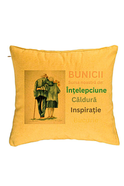 BEKZ Perna Decorativa pentru Bunici 8, 40x40 cm, Galben, Husa Detasabila, Burduf
