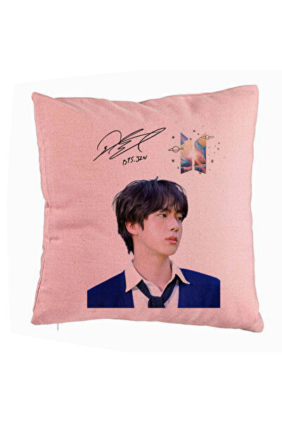 BEKZ Perna Decorativa BTS Jin 3, 40x40 cm, Roz, Husa Detasabila, Burduf