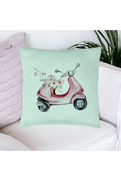 BEKZ Perna Decorativa, Model Rose Flower Bike, 40x40 cm, Verde Menta, Husa De...
