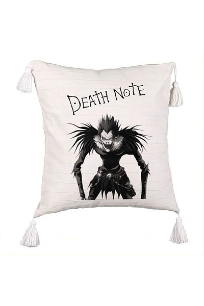 BEKZ Deathnote Fringed Pillowcase, 45x45 cm, Ecru, With zipper