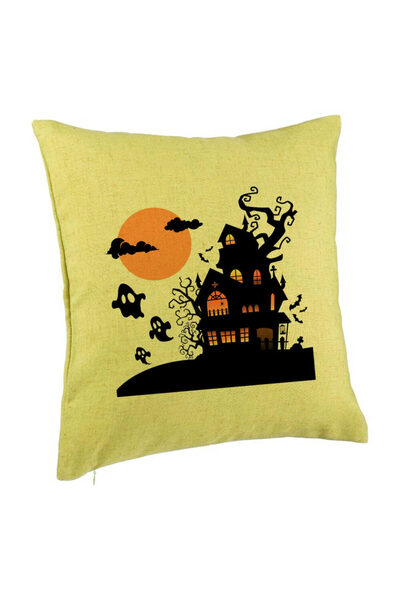 BEKZ Față de pernă cu motiv de Halloween, 40x40 cm, verde