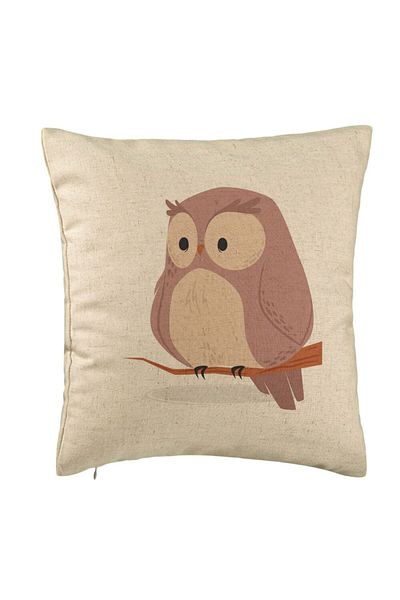 BEKZ Perna Decorativa, Model Bufnita, 40x40 cm, Bej, Husa Detasabila, Burduf