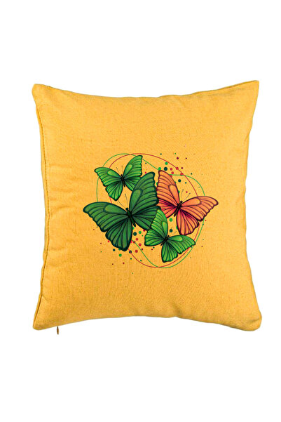 BEKZ Perna Decorativa, Model Colorful Butterflies, 40x40 cm, Galben, Husa Det...