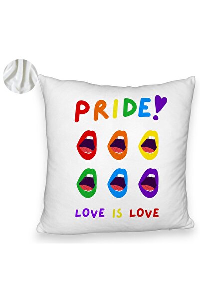 BEKZ Perna Decorativa Fluffy, Model Pride, 40x40 cm, Alba, Husa Detasabila, B...