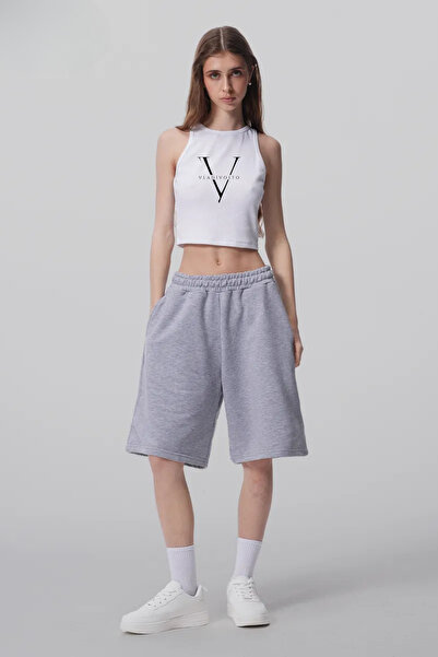 vladivosto Yazlık Düz Renk Ekstra Bol Siyah Gri Battal Kalıp Büyük BedenOversize Baggy Diz Altı Bermuda Şort