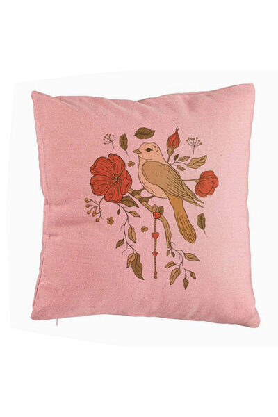 BEKZ Perna Decorativa, Model Retro Art, 40x40 cm, Roz, Husa Detasabila, Burduf