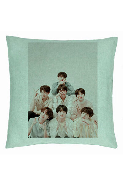 BEKZ Perna Decorativa BTS Army 7, 40×40 cm, Verde Menta, Husa Detasabila, Burduf