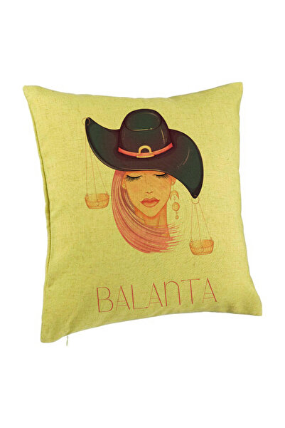 BEKZ Față de pernă, model cu semnul zodiacal Balanță, 40x40 cm, verde