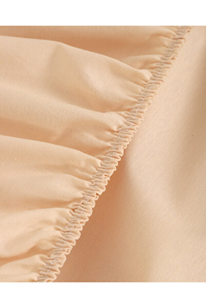 Lio20 Fitted Cotton Fabric Bed Sheet and Pillow Case Set-Elastic-Fade Resistant-Beige