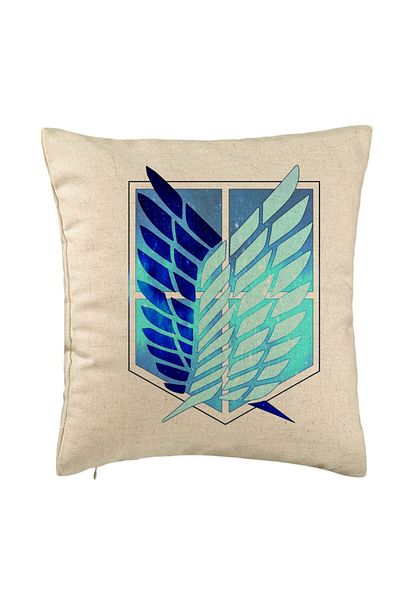 BEKZ Perna Decorativa cu Attack on Titan Symbol, 40x40 cm, Bej, Husa Detasabila, Burduf