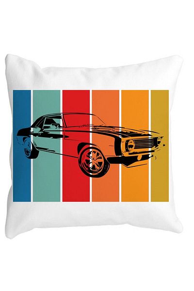 BEKZ Square Retro Car Pillowcase, 40x40 Cm, White, Matte
