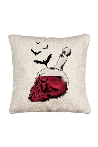 BEKZ Fata de perna Canapea cu motiv Sticla Craniu de Halloween 1, 40x40 cm, C...