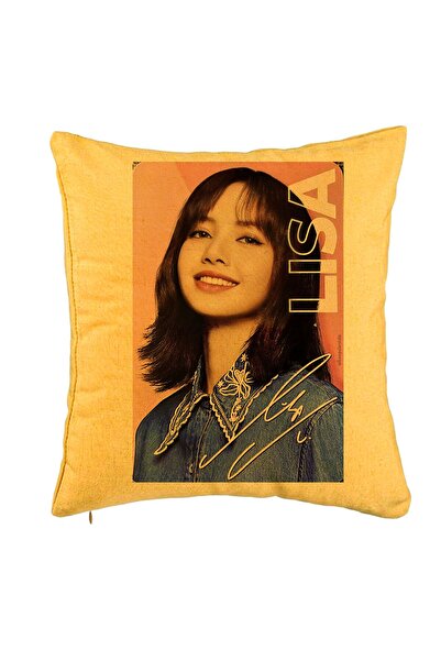 BEKZ Perna Decorativa BlackPink Lisa 2, 40x40 cm, Galben, Husa Detasabila, Bu...