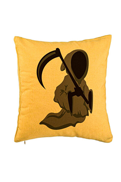 BEKZ Perna Decorativa cu motiv Fantoma de Halloween 3, 40x40 cm, Galben, Husa...