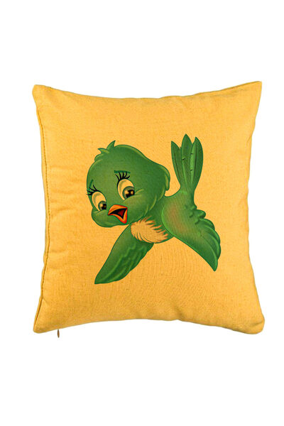 BEKZ Perna Decorativa, Model TweetTweet, 40x40 cm, Galben, Husa Detasabila, B...