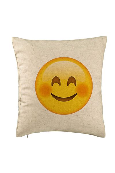 BEKZ Perna Decorativa, Model Emoji Rusinos, 40x40 cm, Bej, Husa Detasabila, Burduf