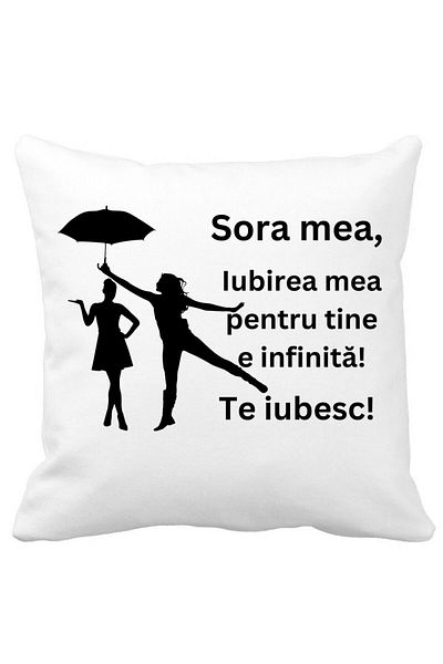 BEKZ Perna Decorativa Sora mea 2, 40x40 cm, Alba, Mata, Husa Detasabila, Burduf