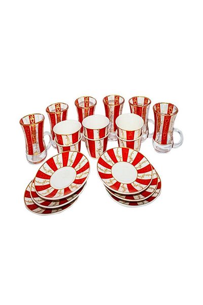 rexa Red & White Arabic Coffee and Tea Cup Set