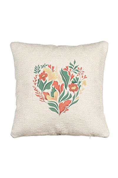 BEKZ Fata de perna Canapea, Model Love Flowers, 40x40 cm, Cu fermoar