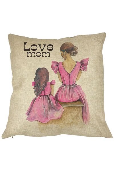 BEKZ Perna Decorativa, Love Mom, 40x40 cm, Husa Detasabila, Burduf