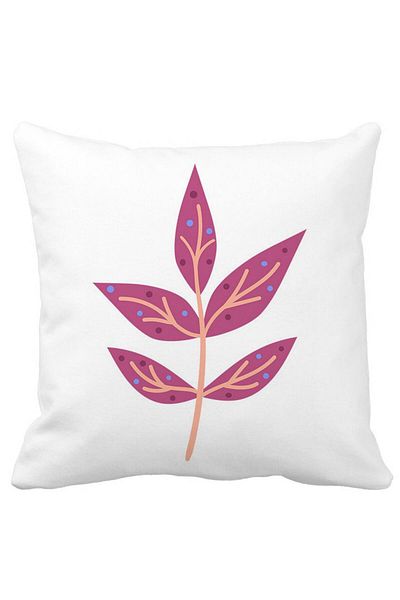 BEKZ Perna Decorativa Patrata Florale Yuko, 40x40 cm, Alba, Mata, Husa Detasabila, Burduf