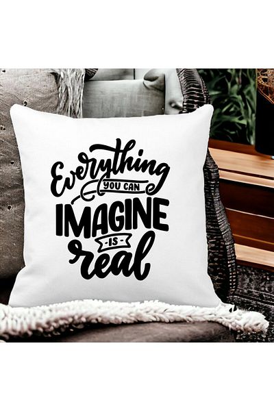 BEKZ Pillowcase, Everything You Can Imagine Is Real, 40x40 Cm, White, Matte