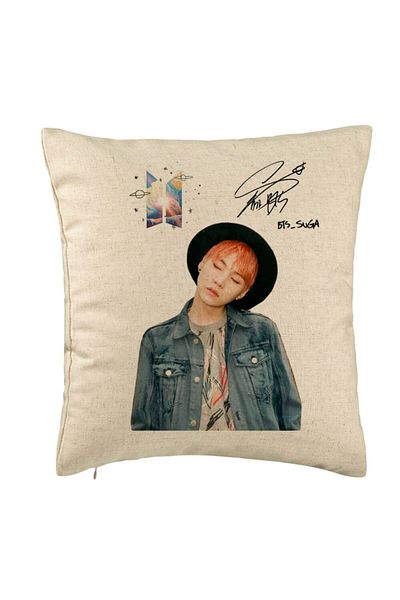 BEKZ Perna Decorativa BTS Suga 2, 40x40 cm, Bej, Husa Detasabila, Burduf