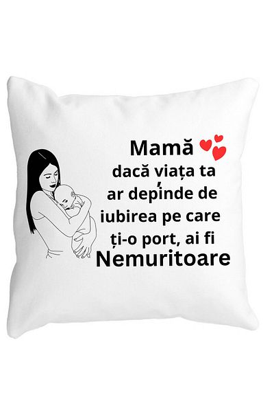 BEKZ Pillowcase For Mom 12.40x40 Cm, White, Matte