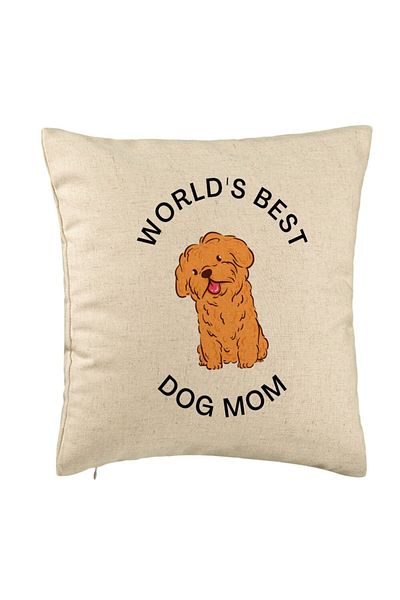 BEKZ Perna Decorativa, Model World&apos;s Best Dog Mom, 40x40 cm, Bej, Husa Detasabila, Burduf