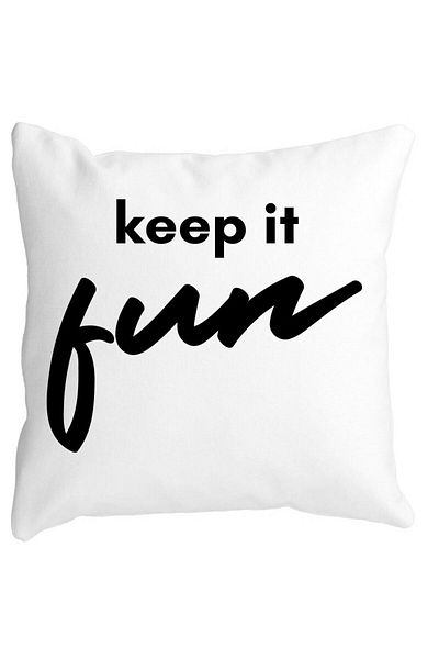 BEKZ Decorative Pillow, Keep it Fun, 40x40 cm, White, Matte, Removable Cover, Bellows