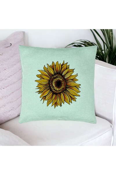 BEKZ Față de pernă, model floarea soarelui, 40x40 cm, verde mentă
