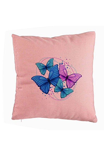 BEKZ Față de pernă, model cu fluturi colorați, 40x40 cm, roz