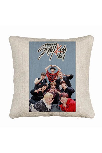 BEKZ Perna Decorativa Canapea , Stray Kids 15, 40×40 cm, Husa Detasabila, Burduf