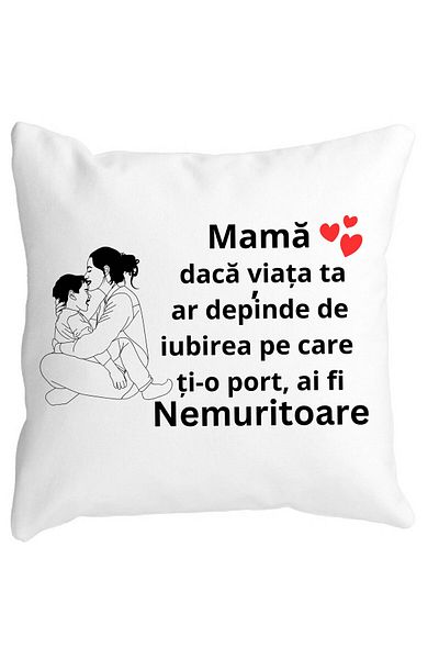 BEKZ Perna Decorativa pentru Mama 5,40x40 cm, Alba, Mata, Husa Detasabila, Burduf