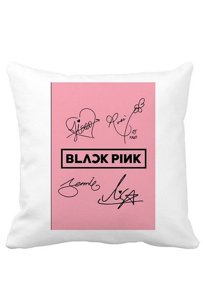 BEKZ BlackPink Decorative Pillow, Model 13, 40x40 cm, White, Matte, Removable Cover, Bellows