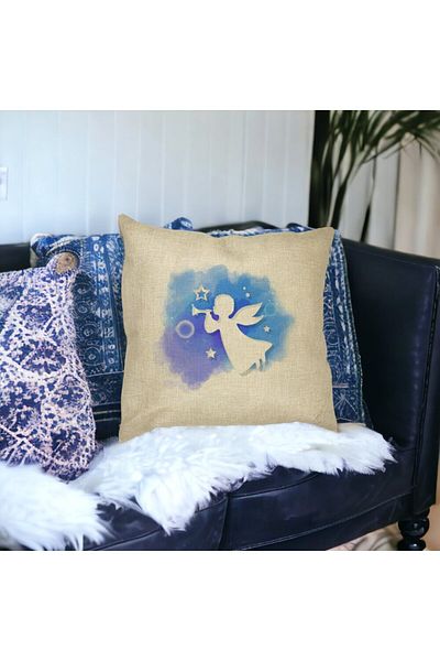 BEKZ Perna Decorativa cu tematica de Craciun, Inger, 40x40 cm, Husa Detasabila, Burduf
