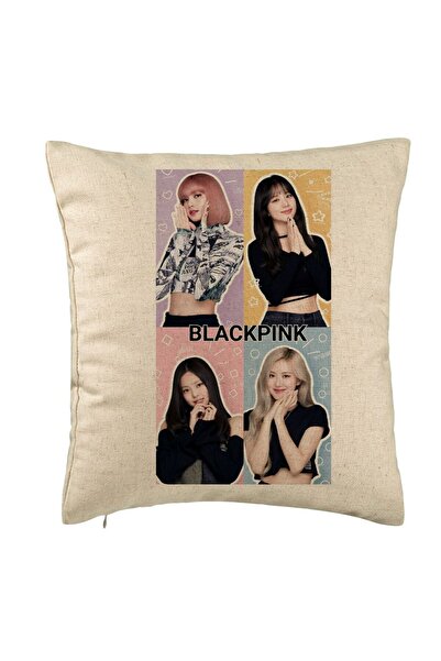 BEKZ BlackPink Decorative Pillow, Model 9, 40x40 cm, Beige, Removable Cover, ...