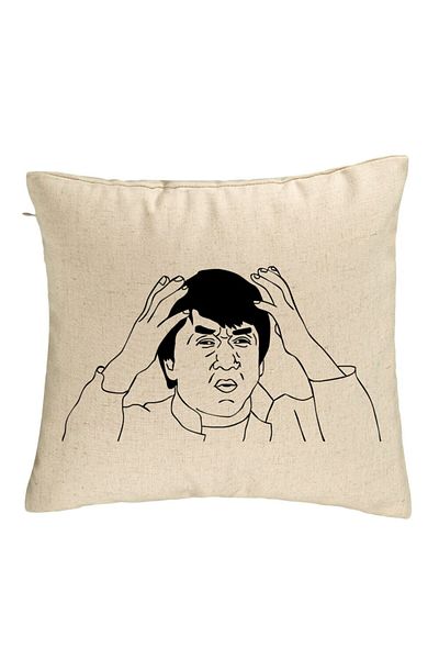 BEKZ Perna Decorativa, Model Meme WHAT?, 40x40 cm, Bej, Husa Detasabila, Burduf