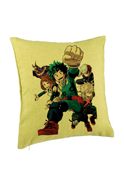 BEKZ Perna Decorativa cu My Hero Academia Characters 2, 40x40 cm, Verde, Husa...