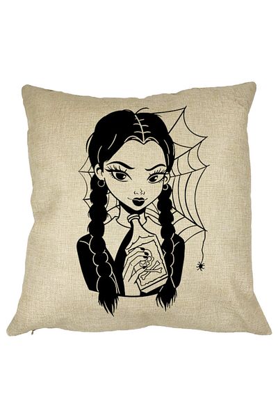 BEKZ Perna Decorativa Wednesday Addams 7,40x40 cm, Husa Detasabila, Burduf