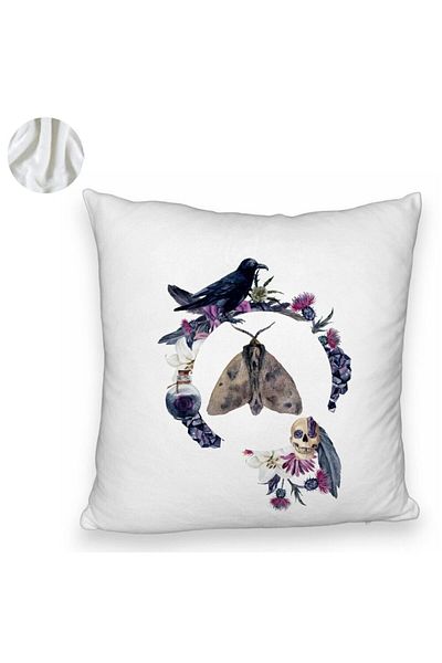 BEKZ Fluffy Decorative Pillow with Halloween Motif 8, 40x40 cm, White, Removable Cover, Bellows