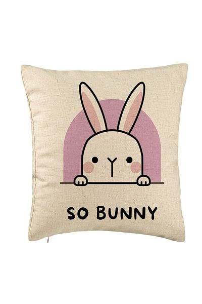 BEKZ Perna Decorativa, Model So Bunny, 40x40 cm, Bej, Husa Detasabila, Burduf
