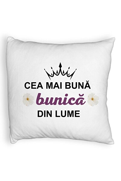 BEKZ Perna Decorativa Fluffy, pentru Bunica 11, 40x40 cm, Alba, Husa Detasabila, Burduf