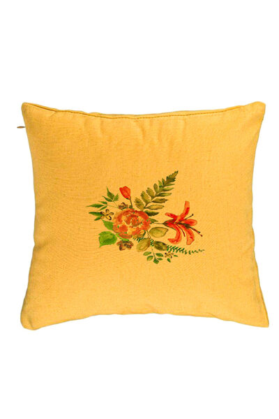 BEKZ Față de pernă, model floral, 40x40 cm, galbenă