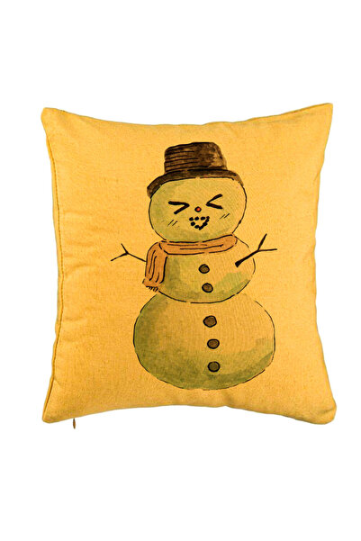 BEKZ Față de pernă de Crăciun cu om de zăpadă, 3, 40x40 cm, galben